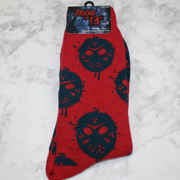 FRIDAY THE 13TH Socks Halloween Spooky Creepy Crew Unisex October Red One Size - Picture 1 of 10